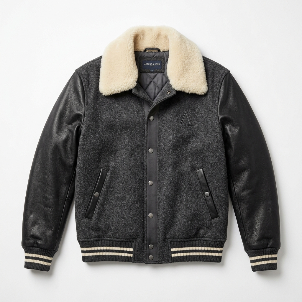 Bespoke Shearling-Collar Varsity